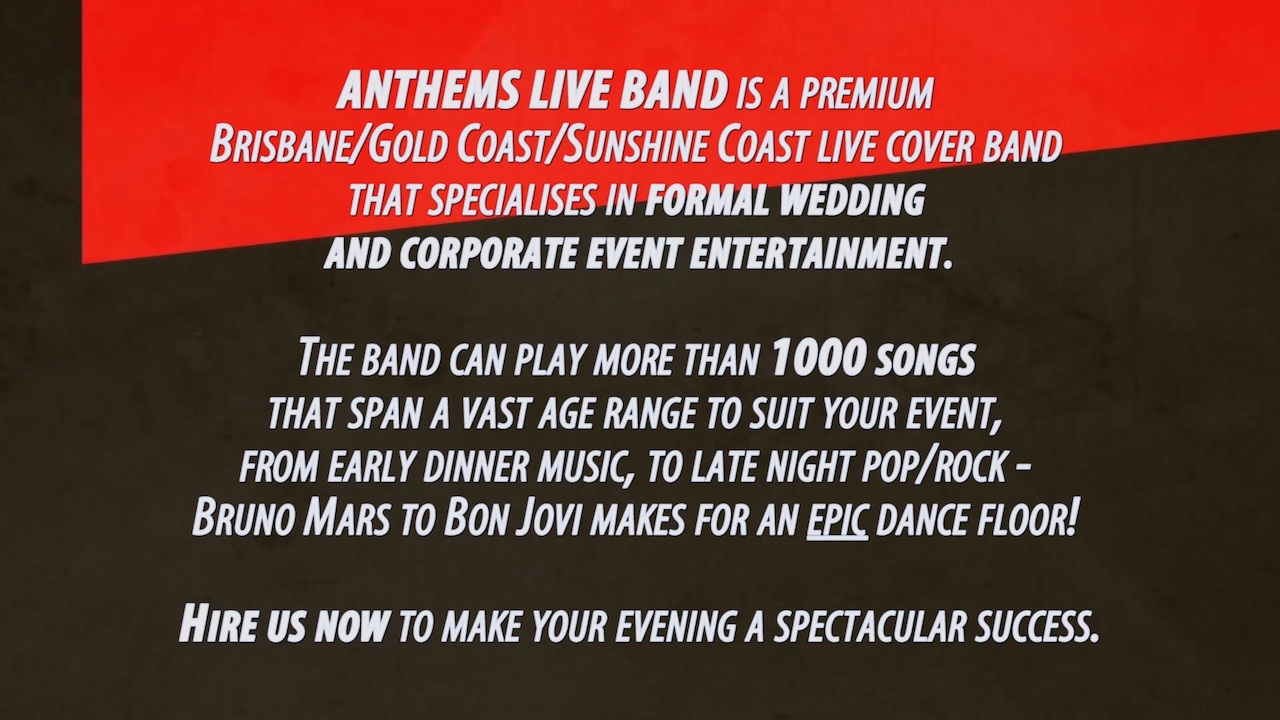 ANTHEMS LIVE BAND, Booking Info ANTHEMS LIVE BAND, Booking Info